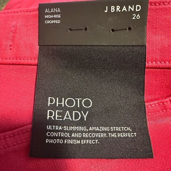 J Brand Alana High Rise Cropped Coated Dizzy Pink Jeans size 26 NWT - Picture 7 of 8